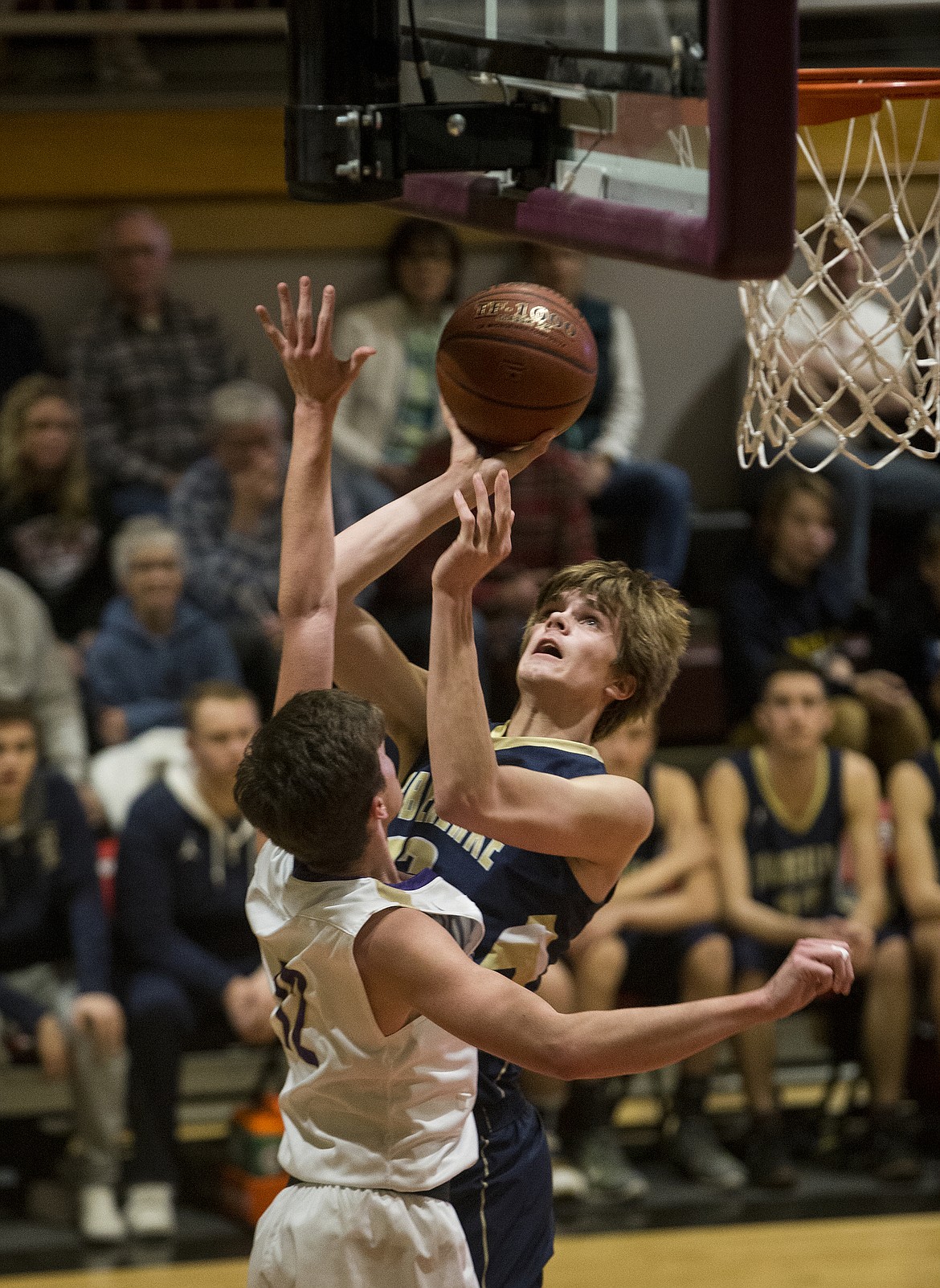 Timberlake's Colton Counts goes for a layup in the 3A District 1 championship game Wednesday night at North Idaho College. (LOREN BENOIT/Press)
