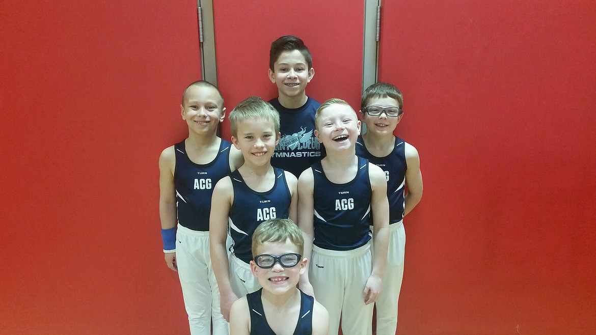 Courtesy photo
Team Avant Coeur Gymnastics boys at the MAC Open in Portland, Ore. In the front is Hudson Petticolas; second row from left, Conan Tapia, Malachi Organ, Lennox Radford and Blake Laird; and rear, Aiden Rodebaugh.