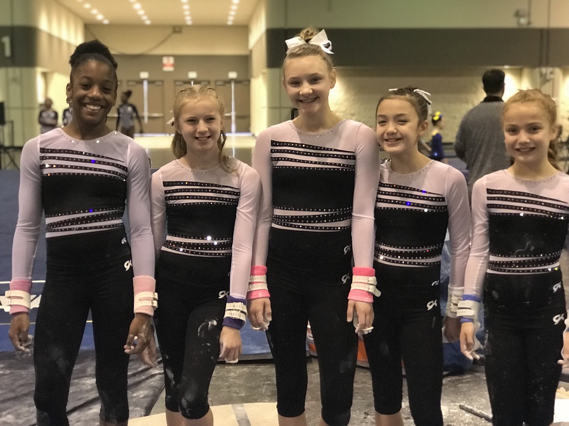 Courtesy photo
Team Avant Coeur Gymnastics Level 6s in Orlando, Fla., at the Magical Classic. From left are CC Bullock, Taylor Walker, Madison Edwards, Macy Uemoto and Lily Call. The Level 6 girls placed 4th as a team.