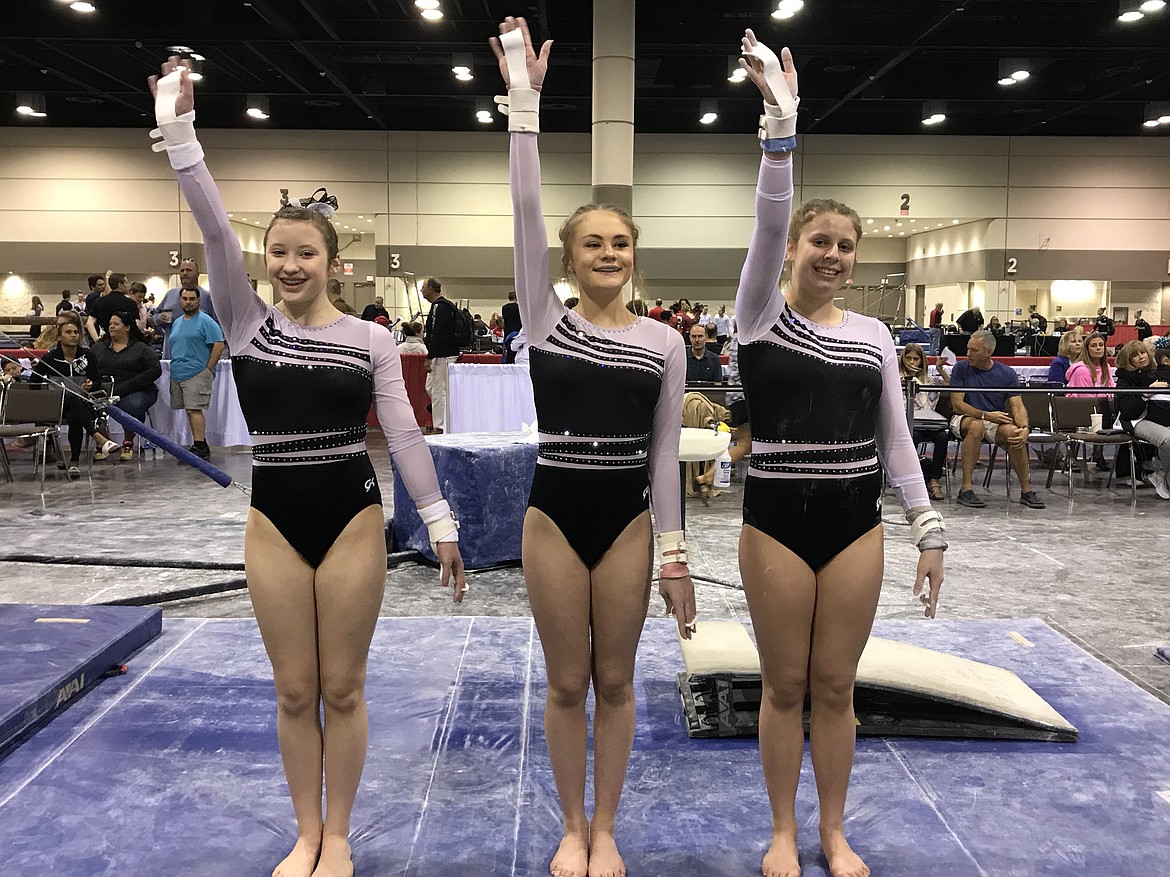 Courtesy photo
Team Avant Coeur Gymnastics Level 8s and 9s at the Magical Classic in Florida. From left are Samantha Snow, Mauren Rouse and Lily Hollibaugh.