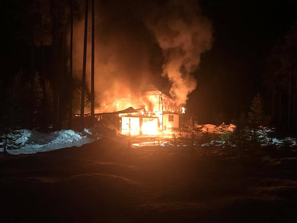 Two house fires hit the west end of Mineral County just weeks apart. Ruschel Sage and Todd Oatman lost their home on Jan. 21 (above) and Shawn and Amy Cielke lost their home on Feb. 19. (Photo courtesy of Ruschel Sage)