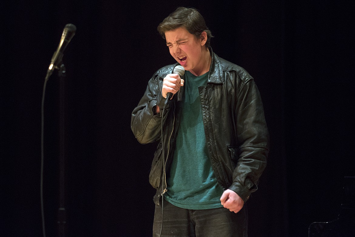 Alex Brown belts out &#147;Careless Whisper&#148; at Tuesday&#146;s Columbia Falls High School Talent Show. (Jeremy Weber photo)