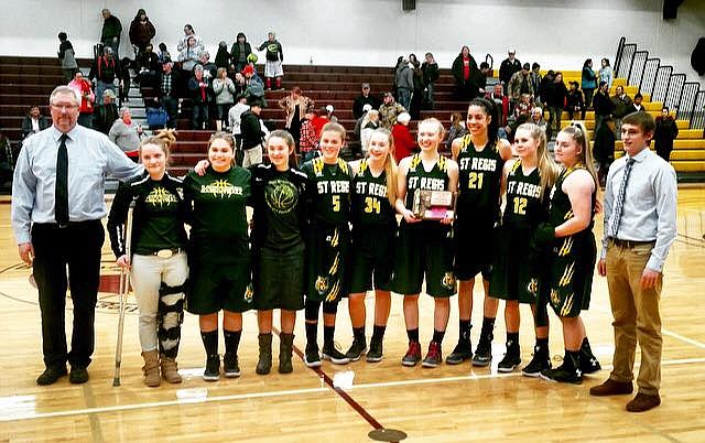 The St. Regis Lady Tigers lost out in their final game against Arlee, 51-43 to take third at Districts in Pablo (Photo courtesy St. Regis Fan Club)