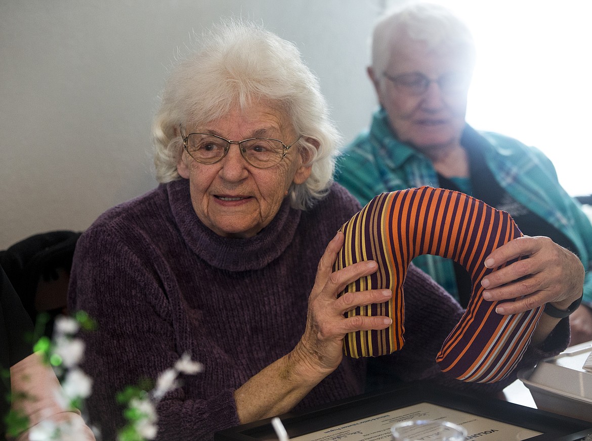 Ardella Quaale has personally made more than 400 such pillows, during the past year, which have been distributed by many RSVP volunteers to homebound and disabled clients in assisted living and long-term care facilities. (LOREN BENOIT/Press)