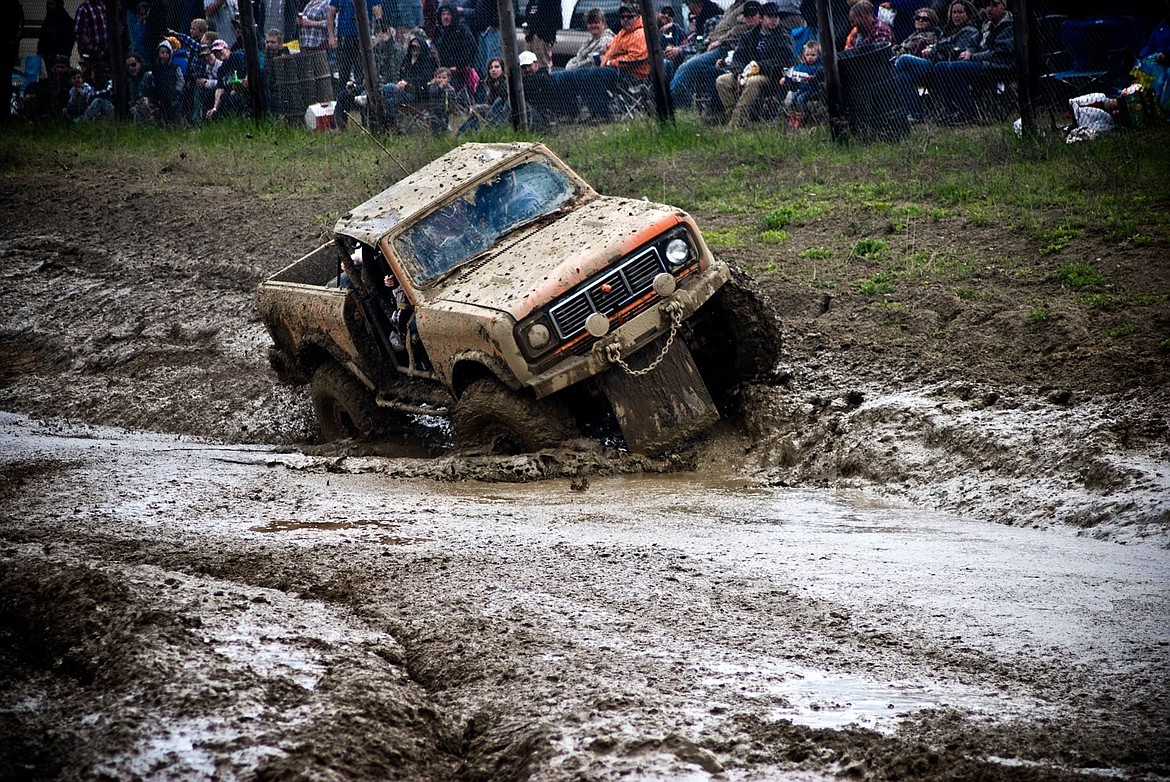 Courtesy Photo
Lummus almost rolled during this run in her 1976 International Scout during a previous Moyie Mud Bogs.