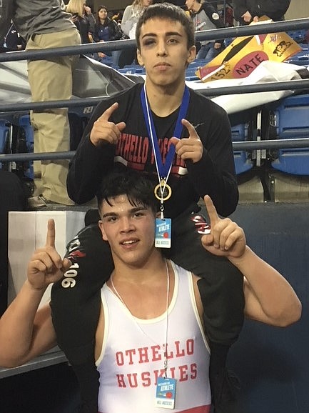 Bob Kirkpatrick/The Sun Tribune - State Champions Isaiah Perez and Chris Melo.
