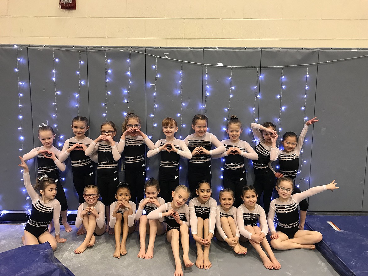 Courtesy photo
The Avant Coeur Gymnastics Level 2s took 2nd place at the Mismo Magical Meet in Missoula. In the front row from left are Georgia Carr, Karstin Harmon, Rozlyn Thong, Alivia Garcia, Evelyn Haycraft, Aranie Barragan, Karly Harmon, Analise Garcia and Audrey Slauson; and back row from left, Olivia Hynes, Sophia Elwell, Dahlia Kramer, Lily Kramer, Sophie Phillips, CC Miller, Summer Nelson, Julianna Bonacci and Vivi Crain.
