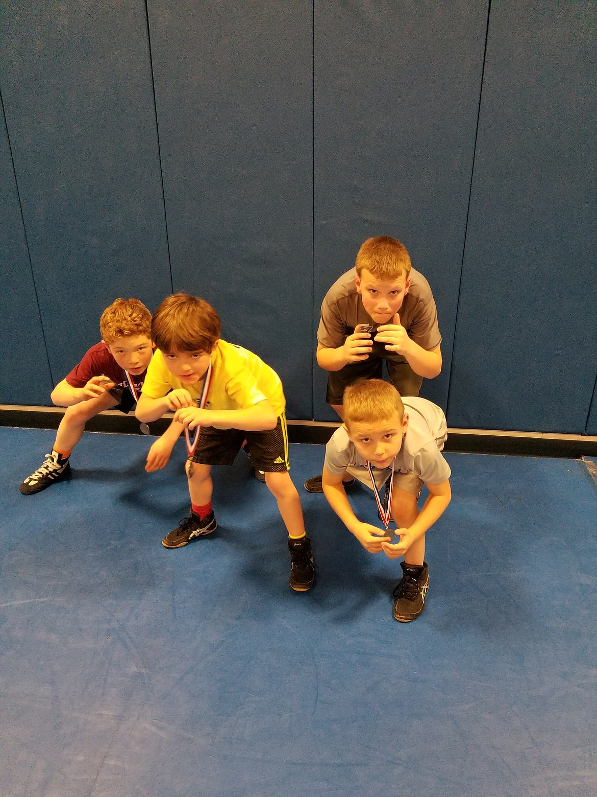 Courtesy photo
Buzzsaw Wrestling Club results from the Big Cat Tournament Feb. 24 in Mead, Wash. From left are Brock Armstrong, 2nd place; Cole Armstrong, 2nd place; Gabe Wullenwaber, 1st place; and Seth Fredrickson, 2nd place.