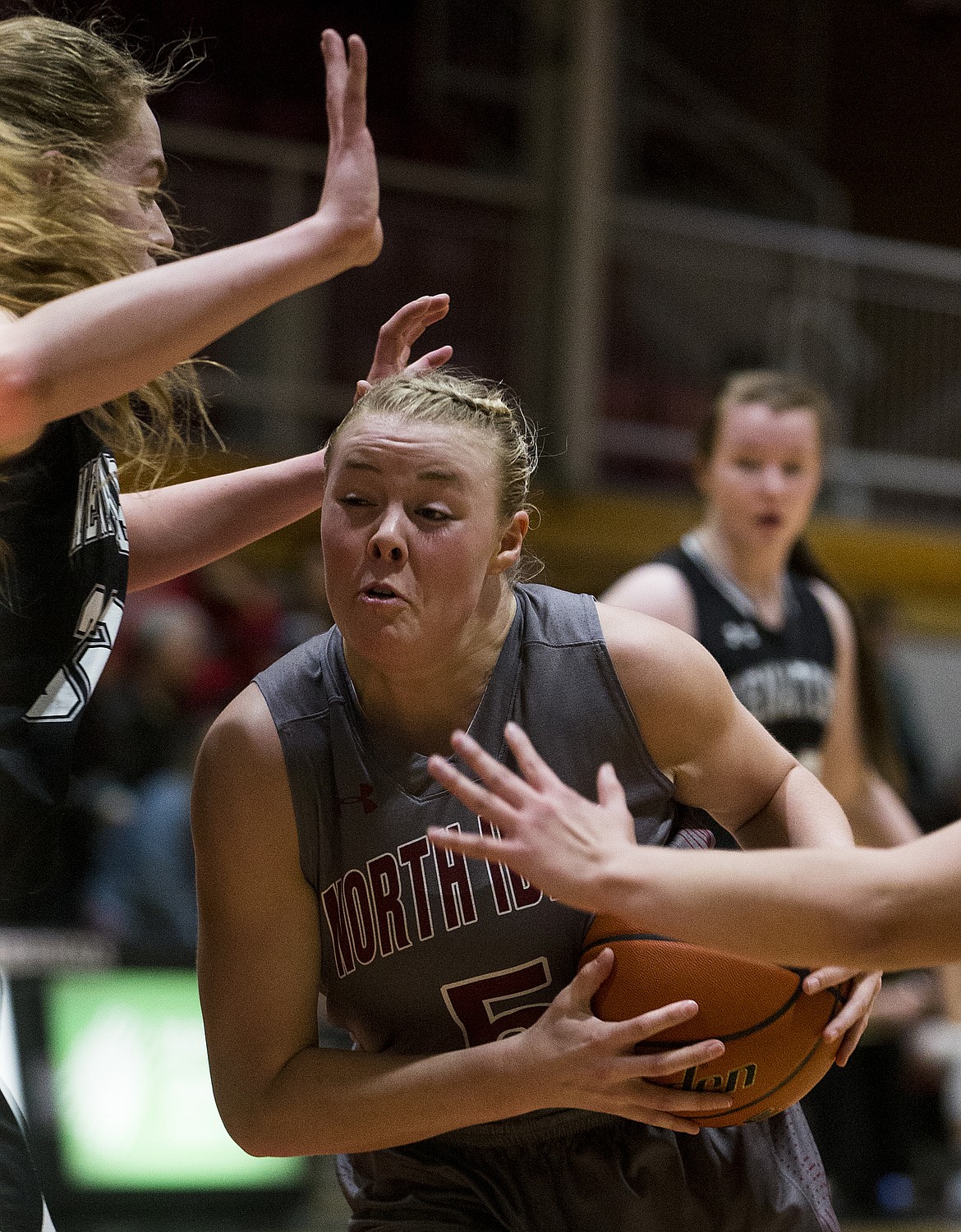 North Idaho College forward Lana Berg drives to the basket against Wenatchee Valley.