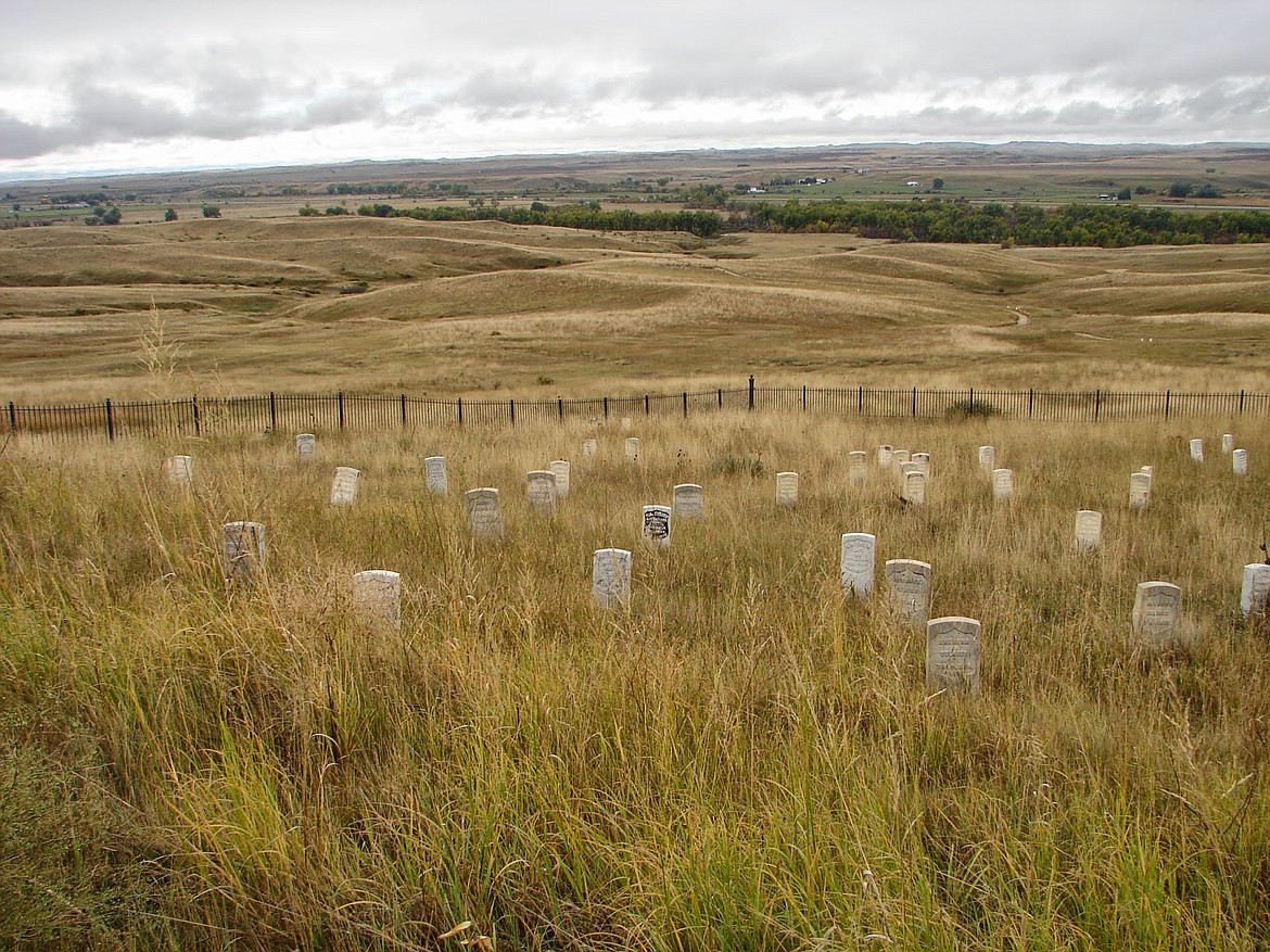 GOOGLE IMAGES
Site of Battle of Little Big Horn today, gravestones marking where the soldiers fell.