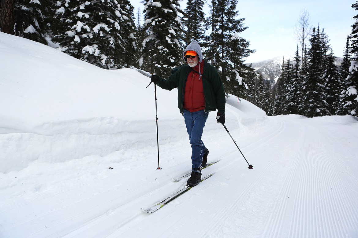 Ken Johnson, of Essex, cross-country skis along the trail network at the Izaak Walton Inn on Feb. 22. Johnson said he regularly skis the trails and has breakfast at the inn&#146;s restaurant every week.