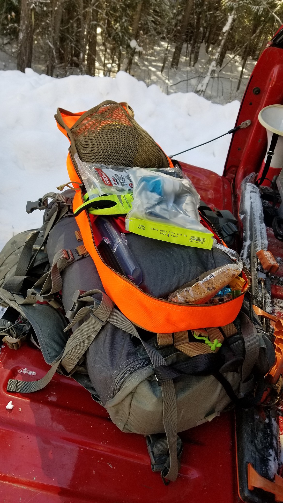 Photo by Mandi Bateman
A properly stocked backpack for one of the Search and Dive Rescue Team&#146;s volunteers.