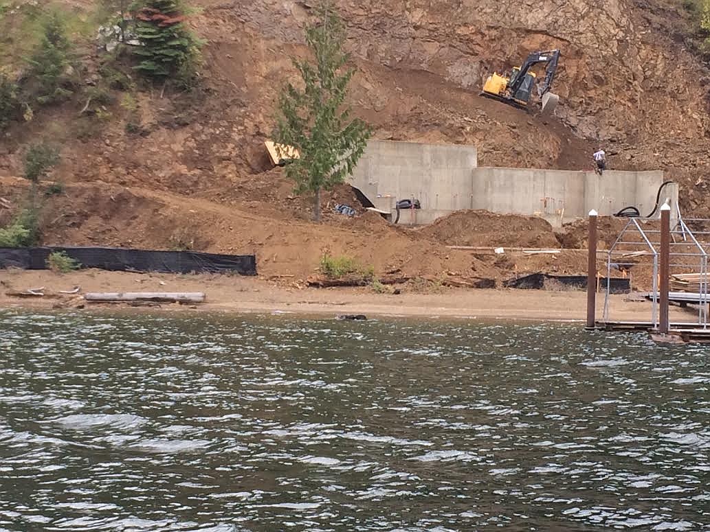 This image of a shoreline violation on Lake Coeur d'Alene shows a failed silt fence. (KEA/Courtesy)