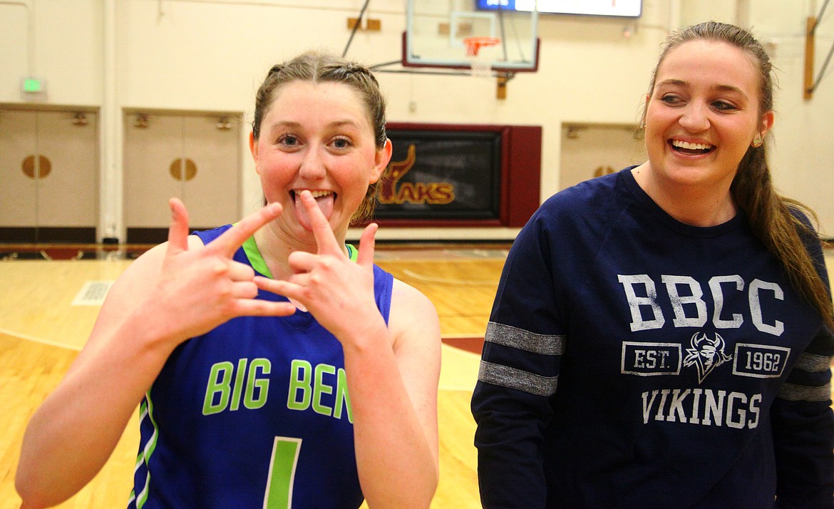 Rodney Harwood/Columbia Basin Herald
Big Bend sophomore Sunnie Martinez (1) is all smiles after finishing the regular season with 11 3-point field goals against Yakima Valley to help the Lady Vikings ensure their firs trip to the NWAC basketball championships since 2003.