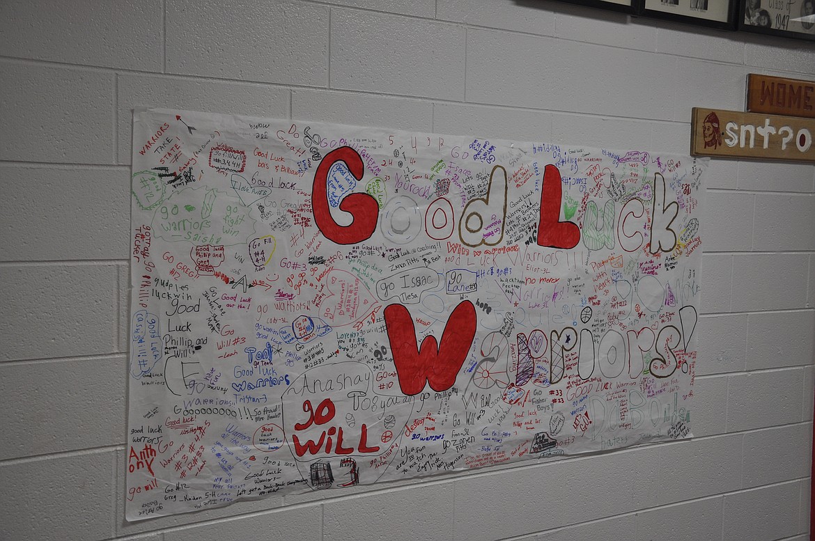 STUDENTS AT Arlee High School made decorations supporting the boys&#146; basketball team ahead of their journey in Butte last week against the Belt Huskies. (Ashley Fox/Lake County Leader)