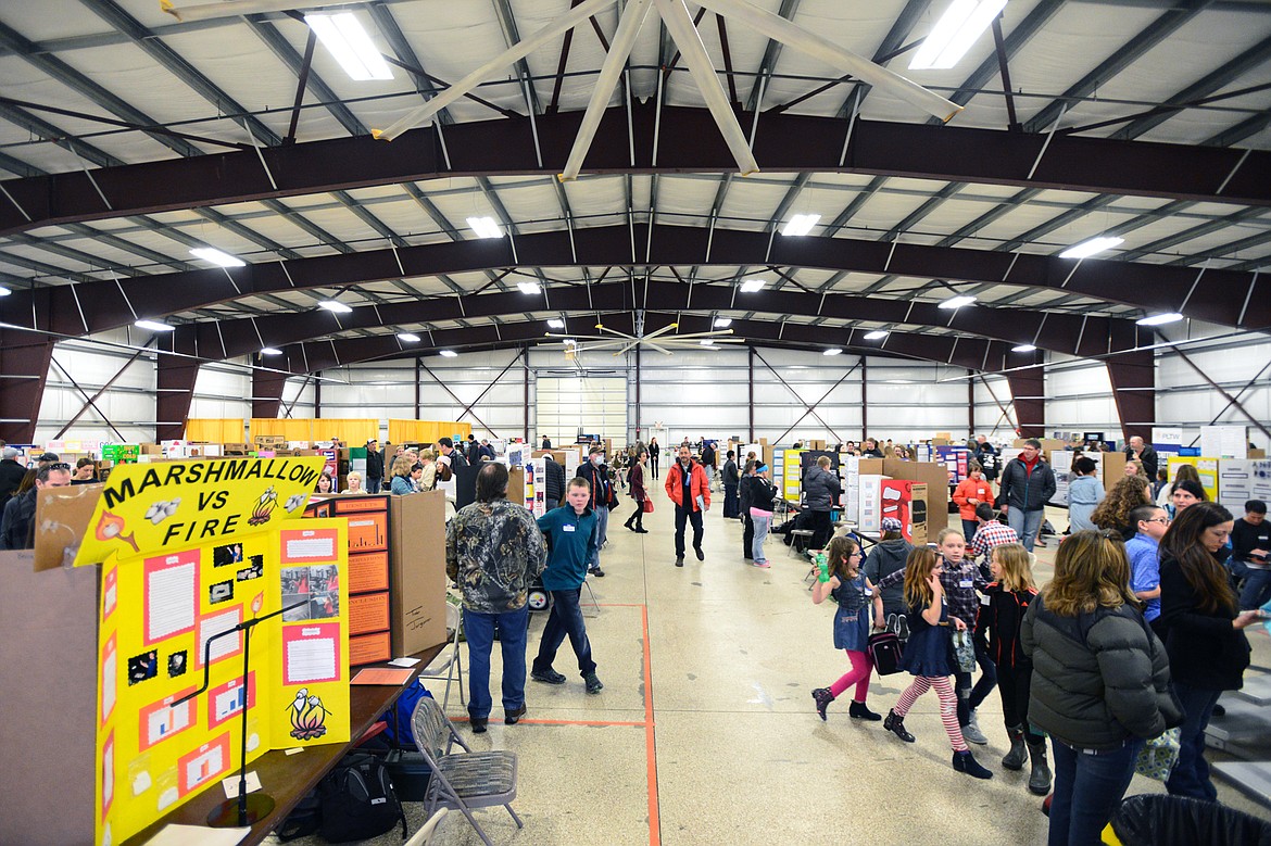 Students display their exhibits at the Flathead County Science Fair on Thursday. (Casey Kreider/Daily Inter Lake)