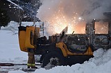 Dump truck damaged in fire
