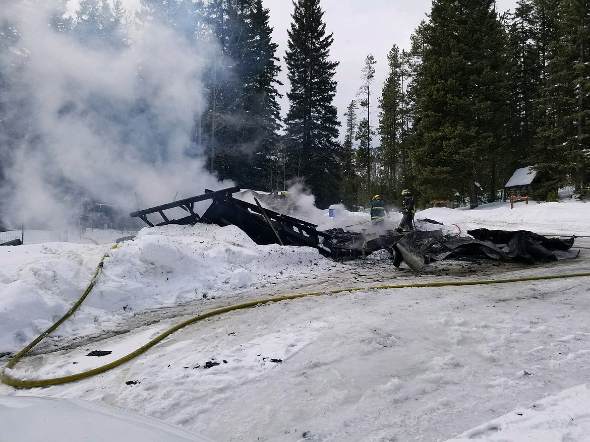 Firefighters respond to a structure fire on Patrick Creek Road south of Kalispell on Thursday, March 1. (South Kalispell Fire photo)