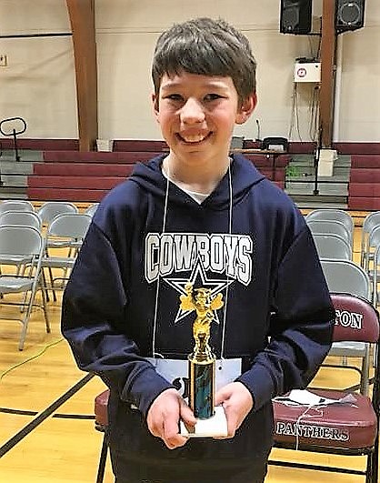 Superior fifth-grader Conor Toivonen won the Mineral County Spelling Bee on Feb. 28 in Alberton. He will travel to Billings for the State Spelling Bee on March 17. (Photo courtesy Superior School)