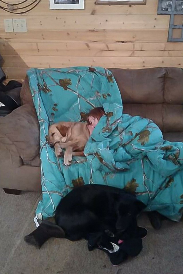 Tiny Girl takes a nap with Ashley Denton's daughter, Ashlyn.