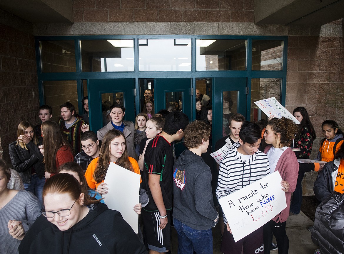 Lake City High School students participate in National School Walkout to raise awareness to gun violence on Wednesday, one month after the deadly shooting at a high school in Parkland, Florida. (LOREN BENOIT/Press)