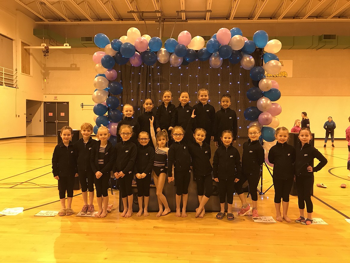 Courtesy photo
Avant Coeur Gymnastics Level 2s took first place at the Snow Globe Classic in Rathdrum. In the front row from left are Alivia Garcia, Sophie Phillips, Evelyn Haycraft, Lily Kramer, Karstin Harmon, Georgia Carr, Dahlia Kramer, Sophia Elwell, Analise Garcia, Audrey Slauson, Summer Nelson and Julianna Bonacci; and back row from left, Olivia Hynes, Aranie Barragan, Karly Harmon, Vivi Crain, C.C Miller and Rozlyn Thong.