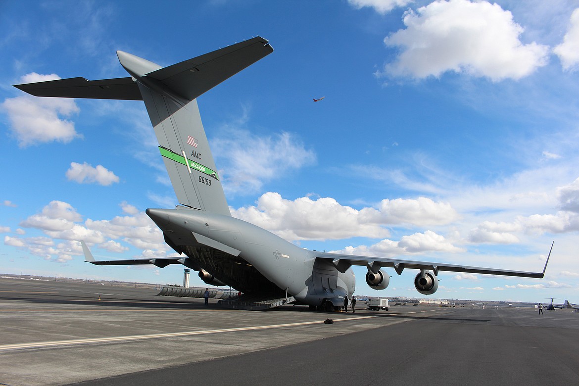 Cheryl Schweizer/Columbia Basin Herald
Big Bend Community College students got a close look at a C-17 from Joint Base McChord Friday.