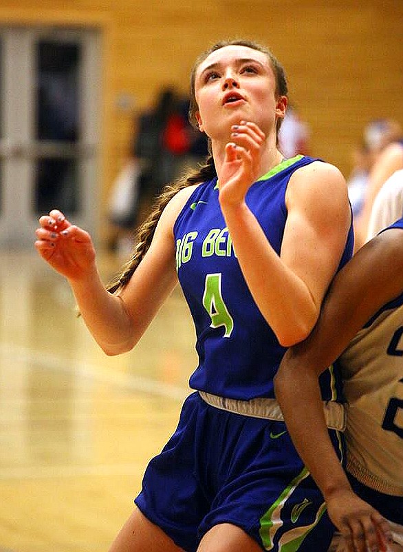 Rodney Harwood/Columbia Basin Herald
Hailey Garrity (4) has had a double-double in both NWAC Tournament games so far. Her rebounding will be needed in Saturday's semifinal game against Walla Walla.