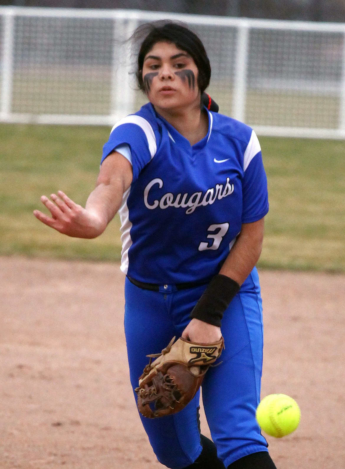 Rodney Harwood/Columbia Basin Herald
Warden pitcher Jizelle Pruneda (3) gets some work in on Tuesday at the Othello Jamboree. The young Cougars are expected to be contenders in the SCAC East this season.