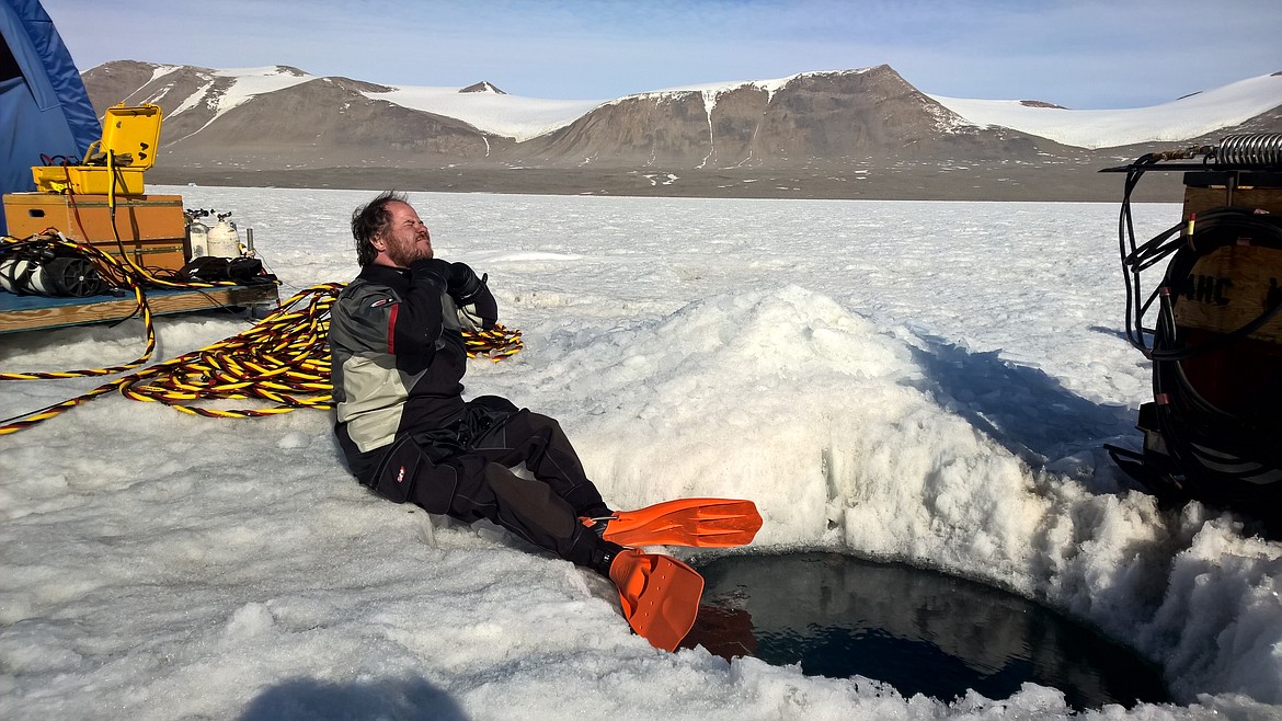 Shawn Devlin at one of his research sites in Antarctica.