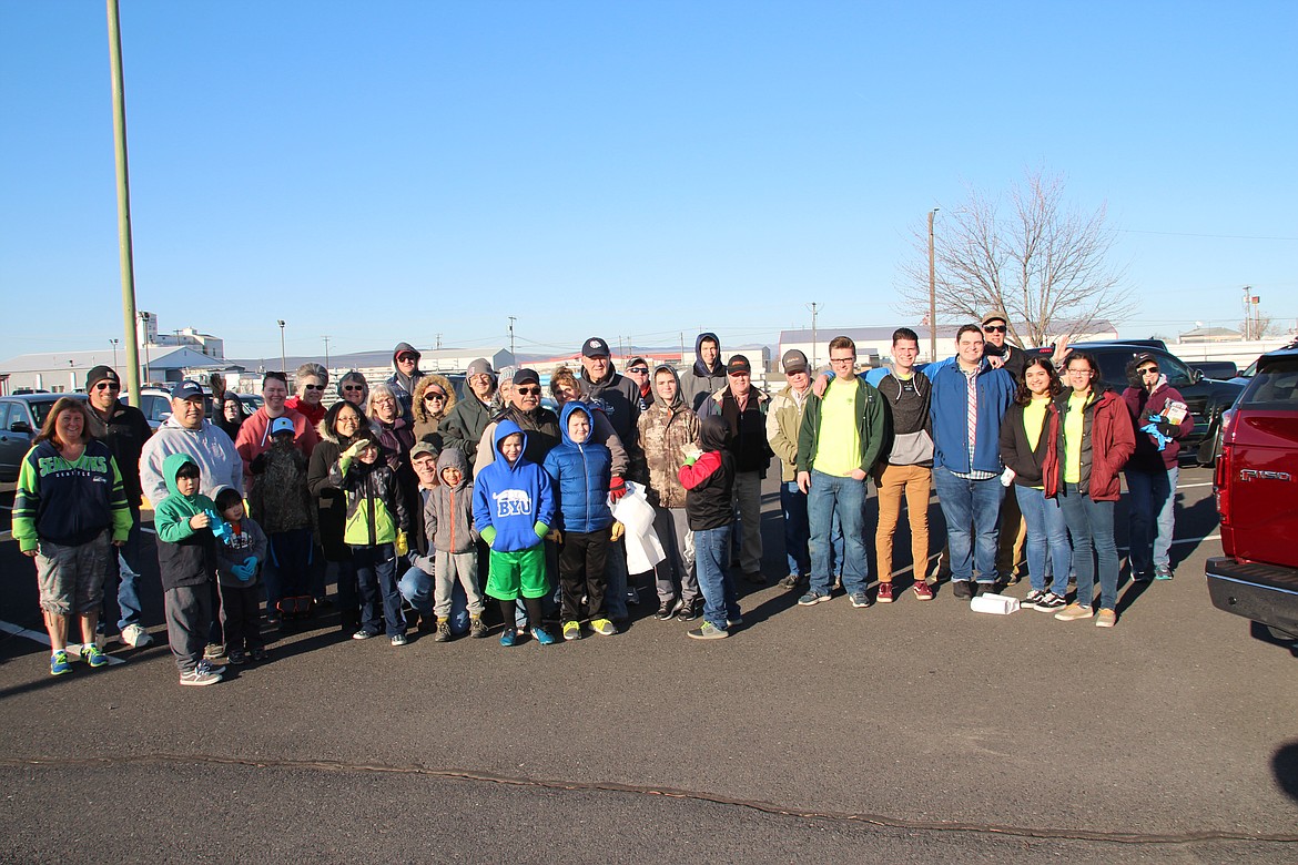 Dave Sperl/courtesy photo - Group photo of the many volunteers who helped out during the city cleanup Saturday. The cleanup is in preparation for the annual Sandhill Crane Festival.