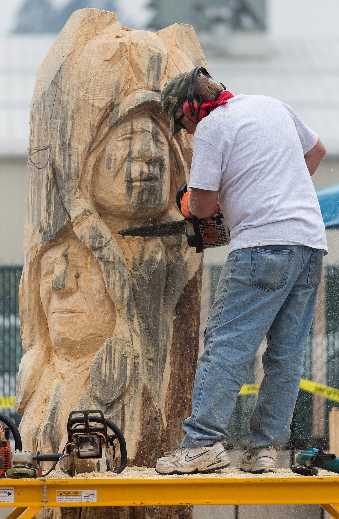 Ron Adamson competes in the Kootenai Country Montana Chainsaw Carving Championship on Sept. 15, 2017. (John Blodgett/The Western News file photo)