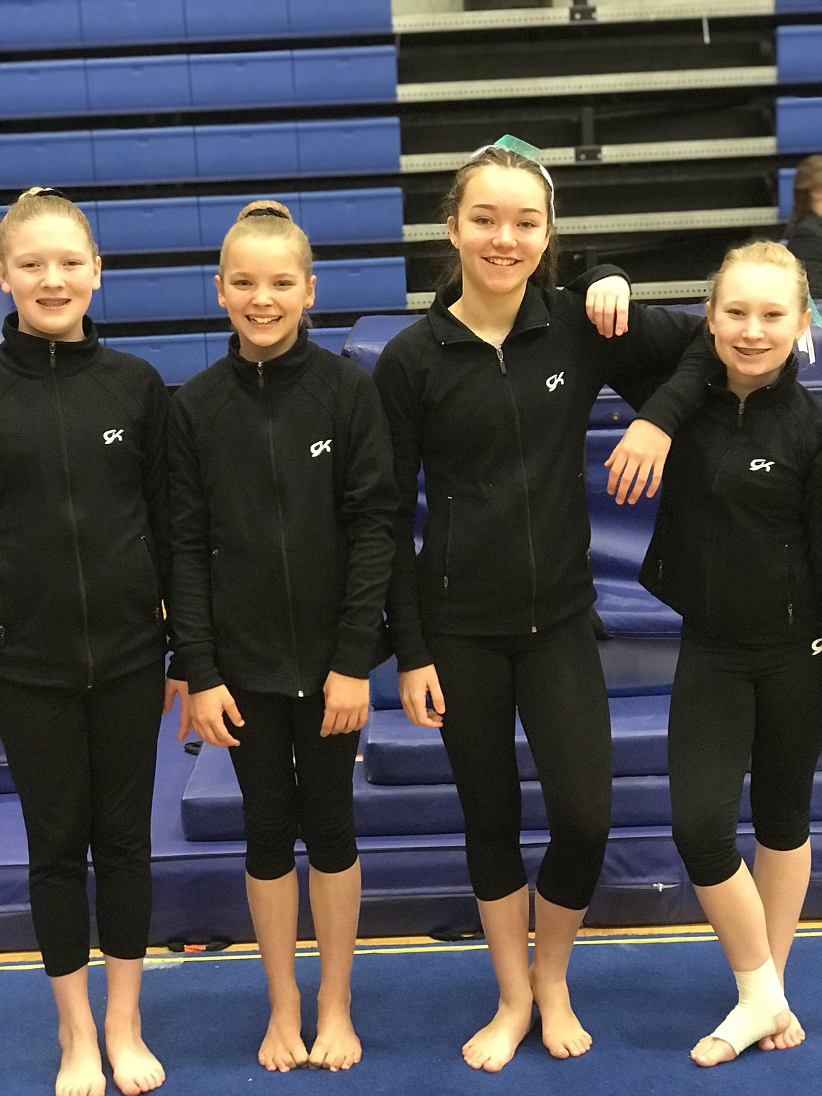 Courtesy photo
Avant Coeur Xcel silver gymnasts competing at the recent state championships in Boise: From left, Cameron Cox, Amberly Johnson, Sammy Pereira and Avary McAllister.