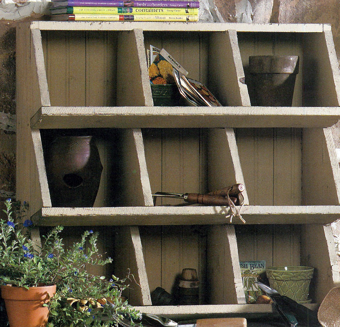 An old chicken roosting spot find a new life as an area to do your potting.