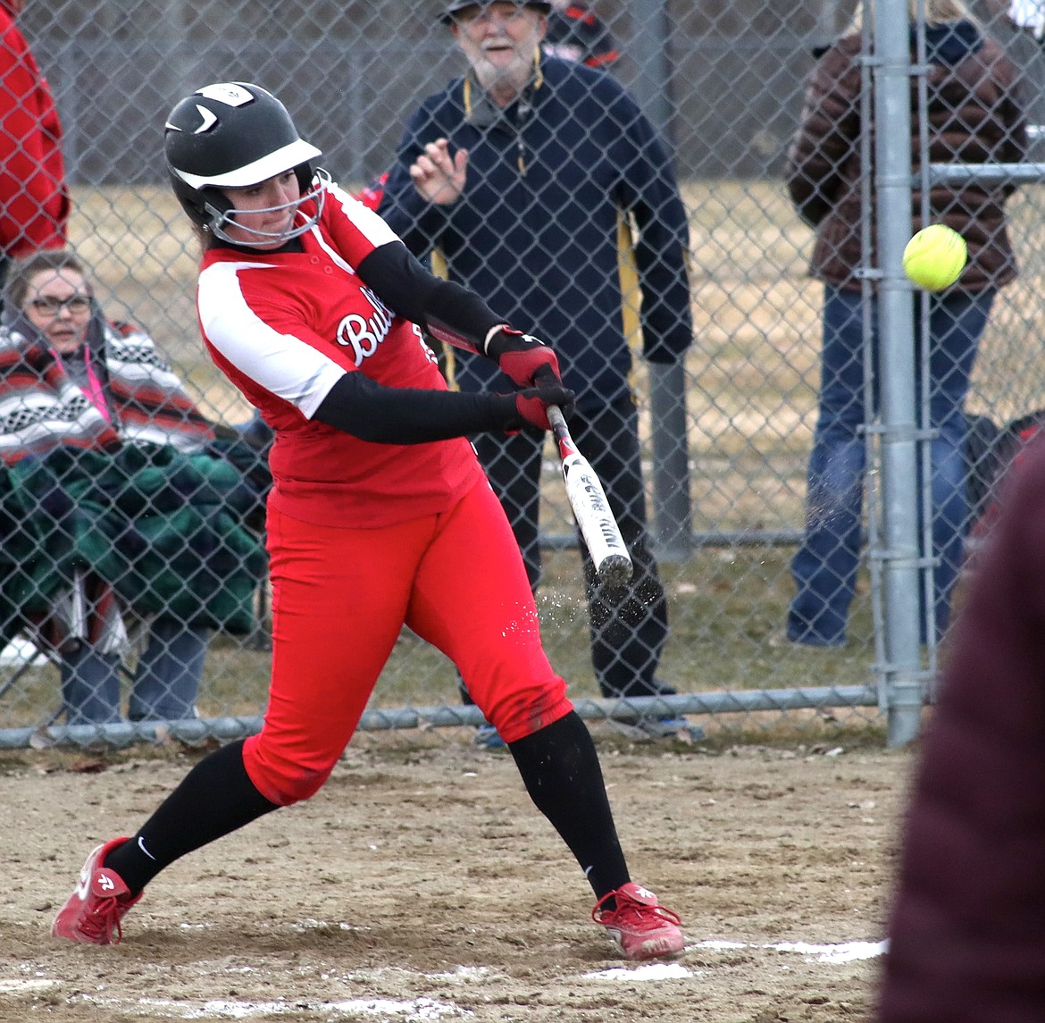 (Photo by ERIC PLUMMER)
Junior Tanis Davis launched this home run earlier in the week against Priest River, and will be another power bat in the middle of the order.