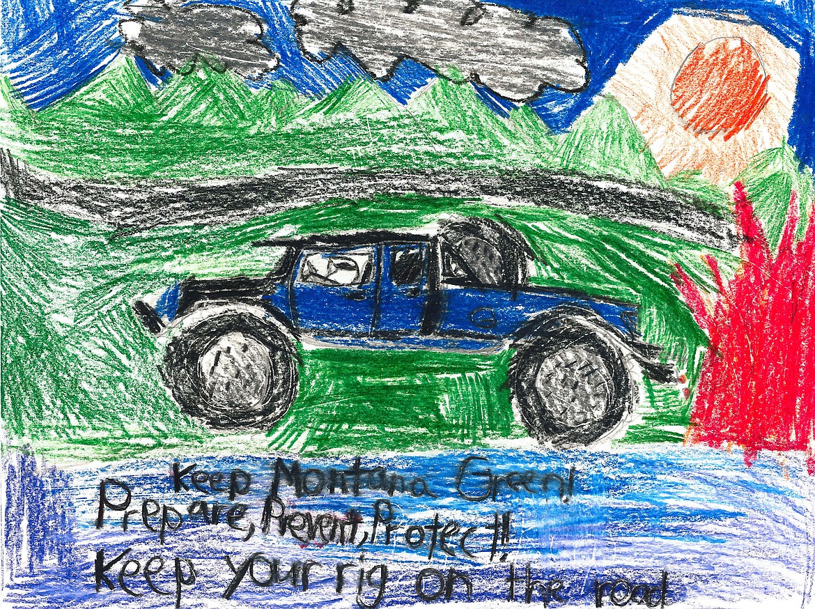 Correction: This drawing from Yoseph Vick, a first-grade student of Mrs. Wilson at Yaak School, placed first in the primary division, grades K-3, in the annual “Keep Montana Green” art contest, facilitated by the Montana Department of Natural Resources and Conservation. In the March 23 issue of the Western News, Yoseph’s winning information was erroneously published alongside artwork produced by his sister, Ani Vick, whose work won an honorable mention in the contest. The Western News is sorry for the error, and congratulates both Yoseph and Ani for their talented work.