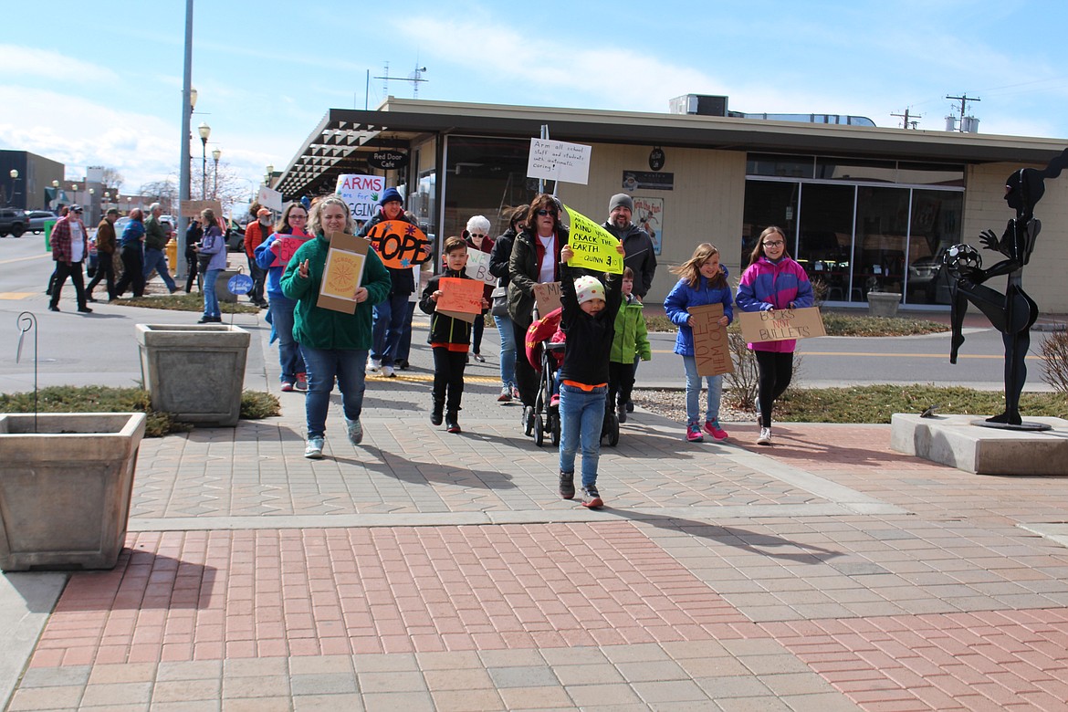 Cheryl Schweizer/Columbia Basin Herald
Marchers walked through Moses Lake Saturday to bring attention to gun violence at schools.