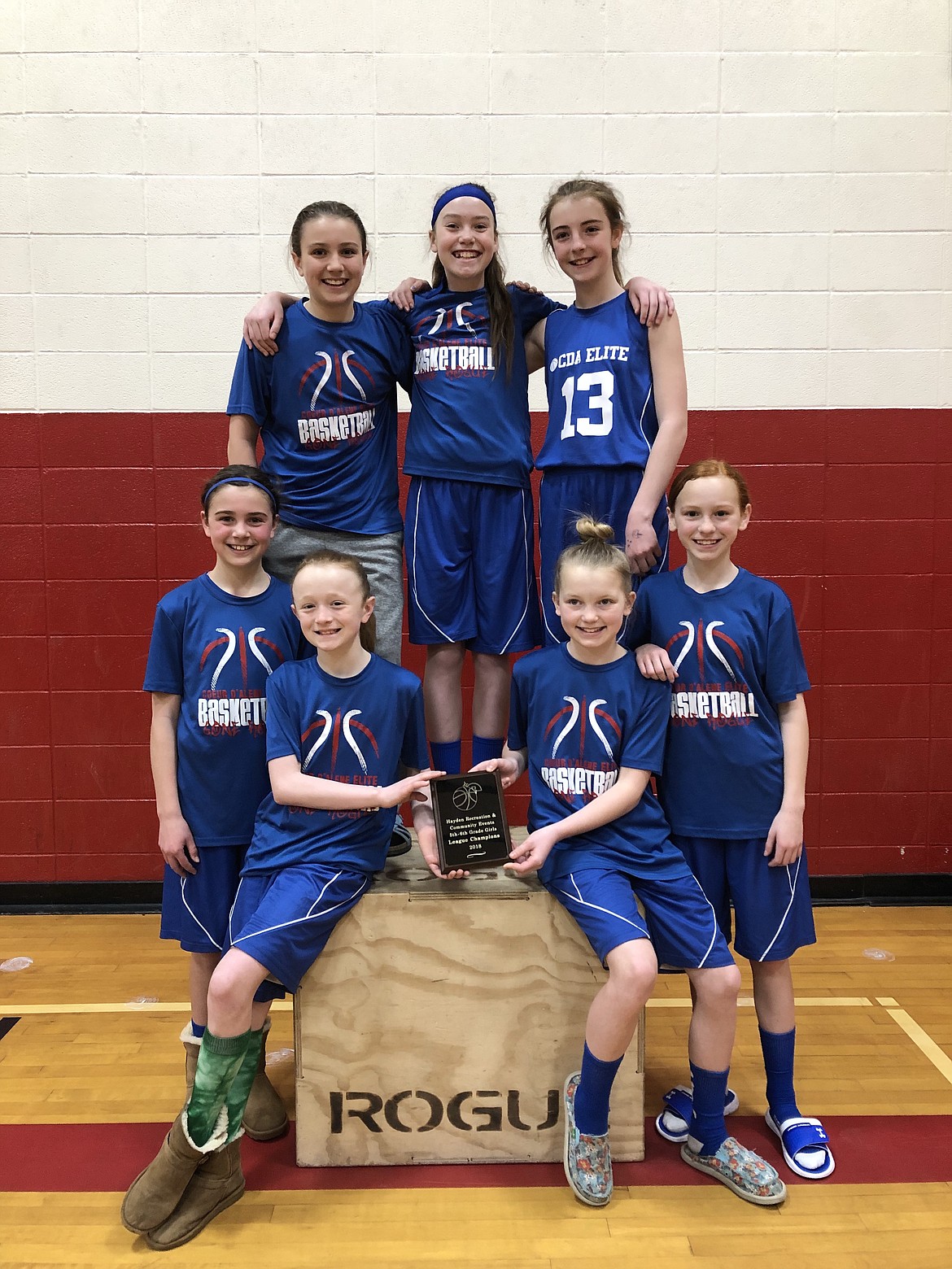 Courtesy photo
The Coeur d&#146;Alene Elite fifth-grade girls basketball team went 7-0 in the 2018 Hayden Recreation fifth-sixth grade girls competitive basketball league. In the front from left are Mady Riley and Gracie Legg; second row from left, Payton Gray and Adi Murphree; and back row from left, Aniston Ewing, Sadie Zimmerman and Amalie Larson. Not pictured is Kyler Kirking.