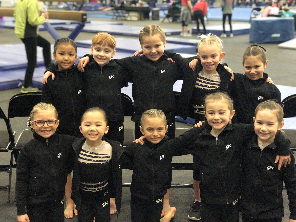 Courtesy photo
Avant Coeur Level 2s competed at the recent Idaho state championships in Pocatello. In the front row from left are Karstin Harmon, Vivi Crain, Karly Harmon, Sophia Elwell and Alivia Garcia; and back row from left, Rozlyn Thong, Sophie Phillips, C.C Miller, Evelyn Haycraft and Analise Garcia.