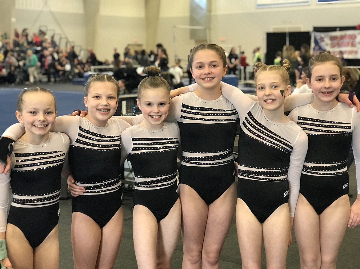 Courtesy photo
Avant Coeur Senior Level 4s competed at the state gymnastics meet in Pocatello. From left are Eden Lamburth, Aliyah Williams, Hayden Hawke, Daphne Perkins, Neve Christiansen and Hadley Boyer.