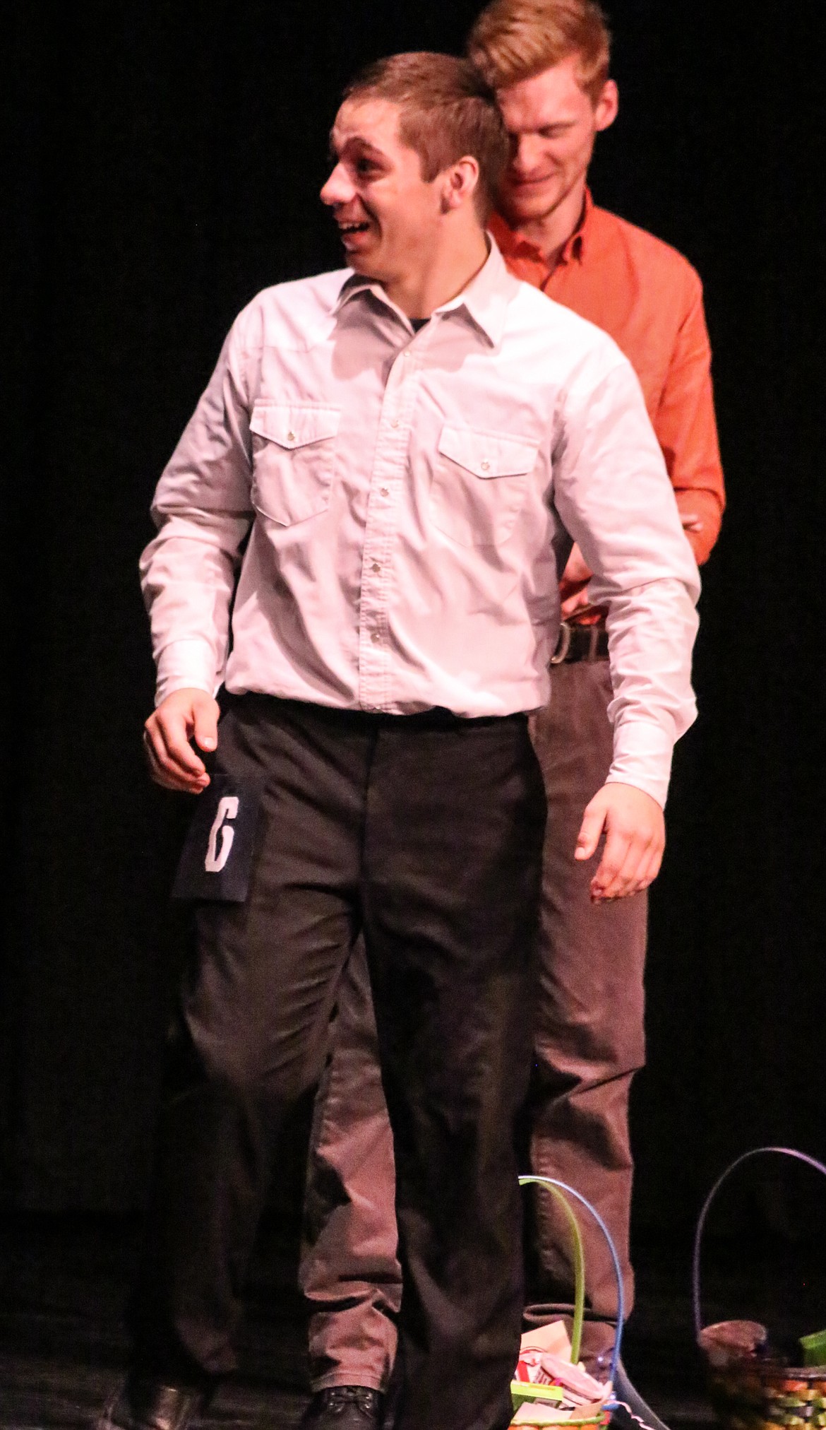 Photo by MANDI BATEMAN
Jesse Sandelin is caught by surprise when they announced him the winner of Mr. BFHS.