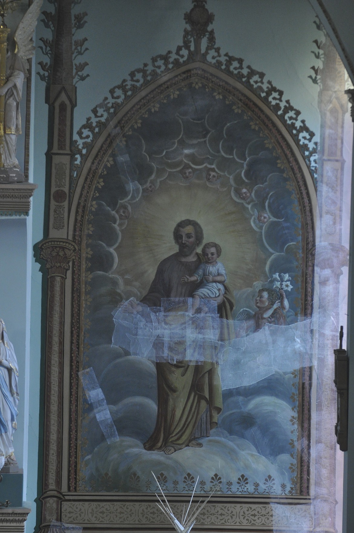 MURALS AT THE St. Ignatius Mission parish are crumbling. Work is anticipated to begin this summer and last approximately one month. (Ashley Fox/Lake County Leader)