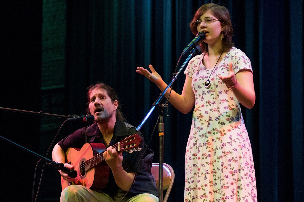 Christina Corbell, right, and her father William Corbell perform &#147;Reasons Why&#148; by Nickel Creek. (John Blodgett/The Western News)