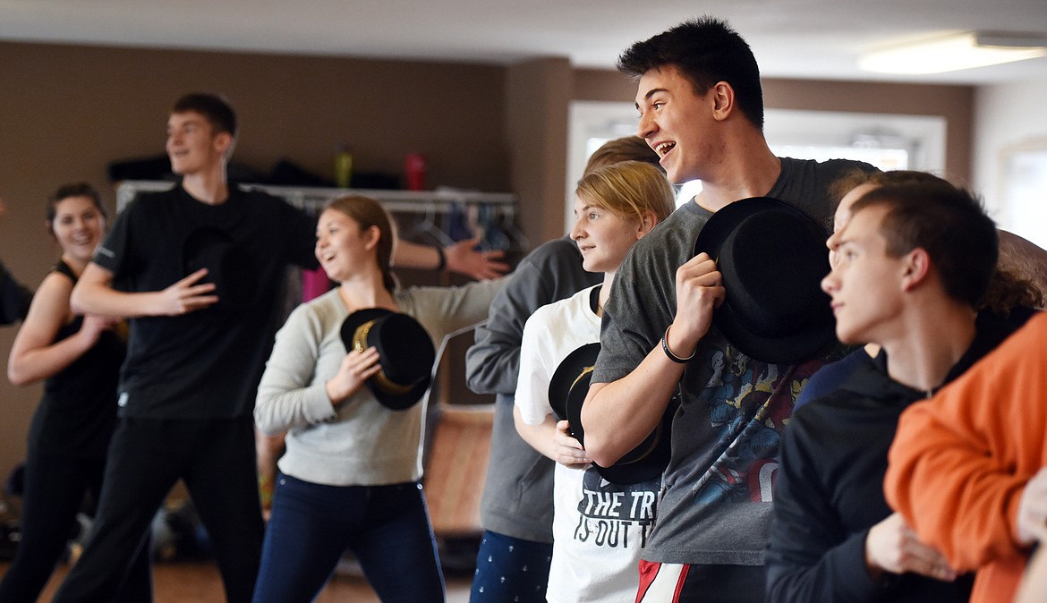 Timothy Stark, 15, as Drake the Butler rehearsing a scene in the Homeschool Theater Club&#146;s rendition of Annie on Monday, March 19, in Kalispell.
(Brenda Ahearn/Daily Inter Lake)