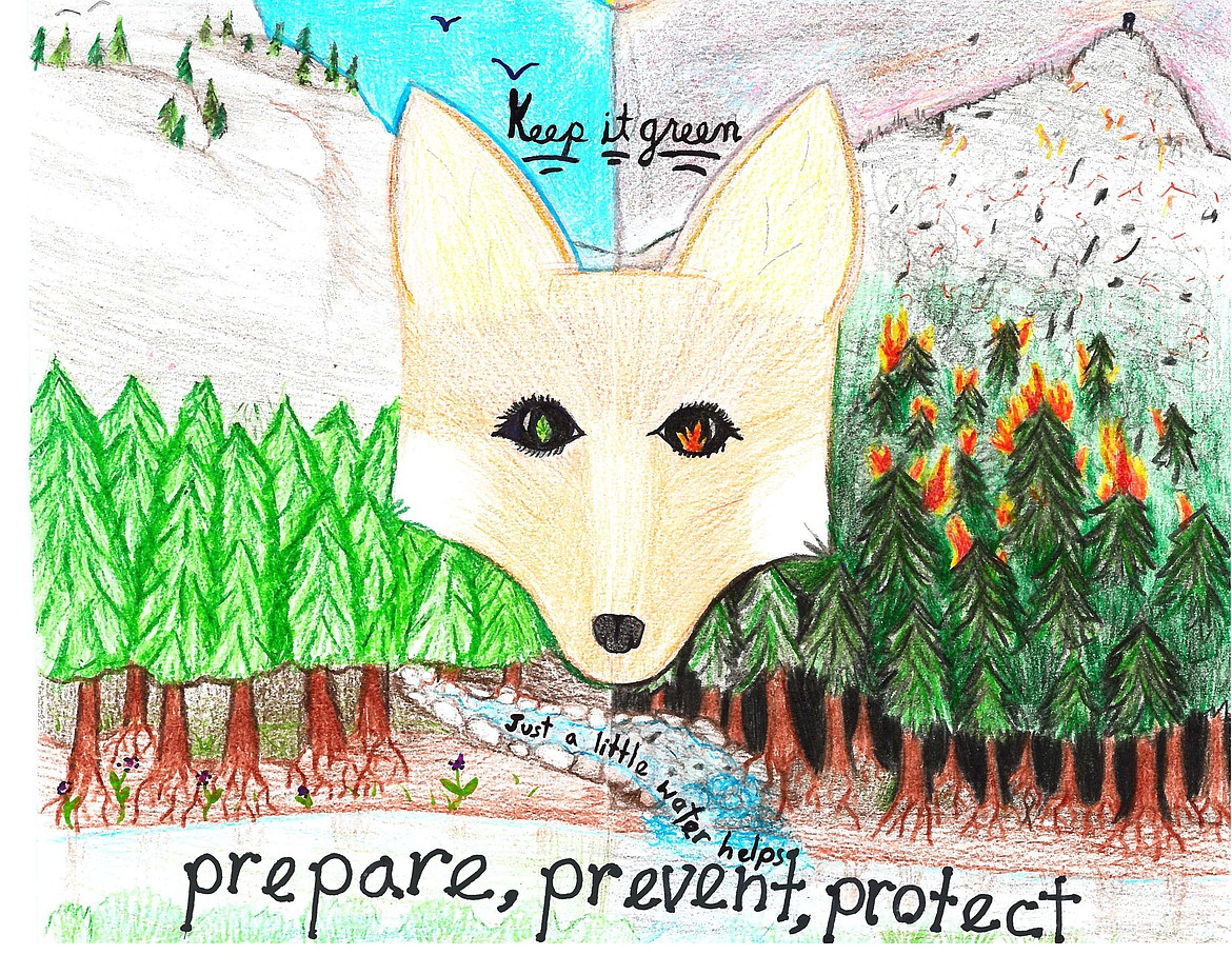 This image from Yoseph Vick, a first-grade student of Mrs. Wilson at Yaak School, placed first in the primary division, grades K-3, in the annual “Keep Montana Green” art contest, which is facilitated by the Montana Department of Natural Resources and Conservation.
