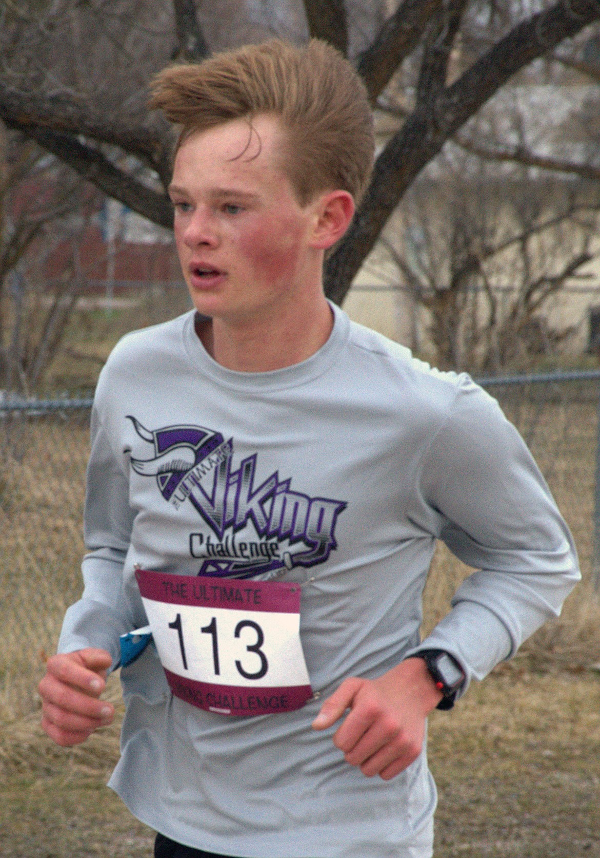 WILLS DEGRANDPRE run in the Charlo Vikings 10K challenge Saturday at Charlo High School. The community of Charlo raised a total of $6,000 during their event that will help them raise enough money for a rubberized track. (Jason Blasco/Lake County Leader)