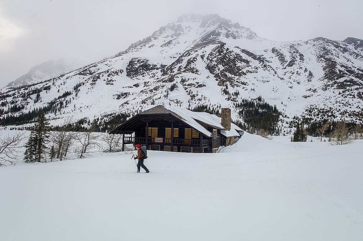 The drifts at the foot of the lake are impressive. The major avalanche chutes on Rising Wolf Mountain have yet to slide.