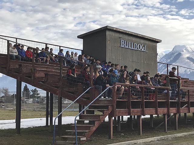 IN ST. IGNATIUS, approximately 50 students sit in silence for 17 minutes during a walk out. (Photo provided)