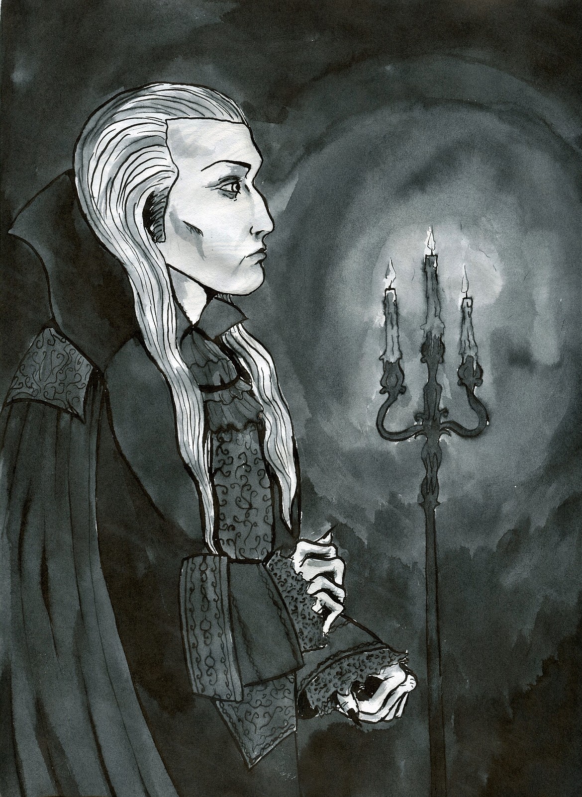 (Courtesy Photo)
Morgan J. McCallum enjoys artwork. This is an ink painting of Graf von Krolock (from a German musical).