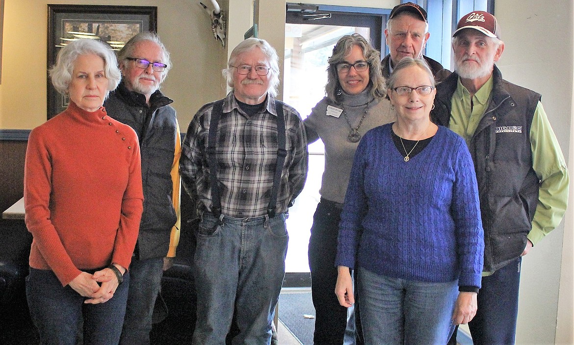 Congressional candidate Kathleen Williams (fourth from left) visited with a group of voters on March 15 at Durango&#146;s in Superior. The meeting was organized by Diane Magone (front right), who is also running for state Legislature. (Kathleen Woodford/Mineral Independent)